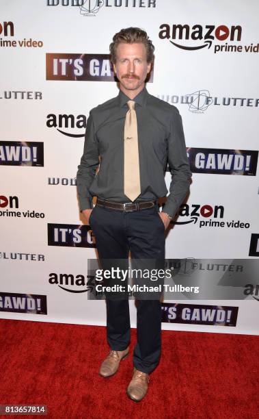Actor Josh Meyers attends the premiere of Wow and Flutter Media and Amazon Prime Video's "It's Gawd!" at Pacific Theatres at The Grove on July 12,...