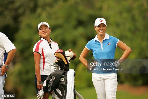 Golf: LPGA Playoffs at The ADT, Seon-Hwa Lee and Se Ri Pak during Thursday play at Trump International GC, West Palm Beach, FL