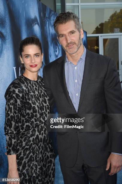 Actor Amanda Peet and Creator/Executive Producer David Benioff at the Los Angeles Premiere for the seventh season of HBO's "Game Of Thrones" at Walt...