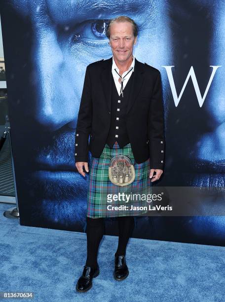 Actor Iain Glen attends the season 7 premiere of "Game Of Thrones" at Walt Disney Concert Hall on July 12, 2017 in Los Angeles, California.