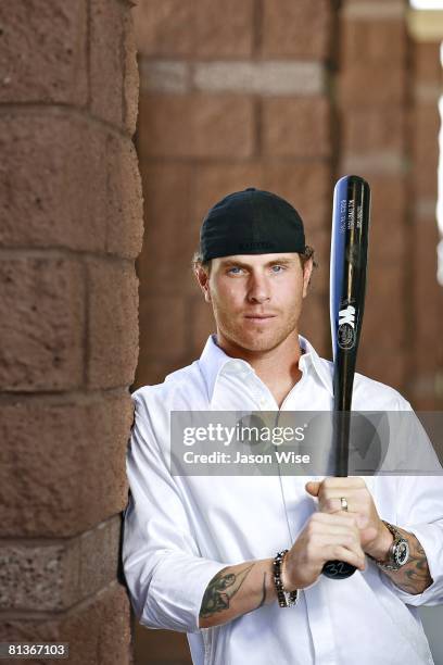 Baseball: Closeup casual portrait of Texas Rangers Josh Hamilton during spring training at Surprise Stadium, Surprise, AZ 3/16/2008