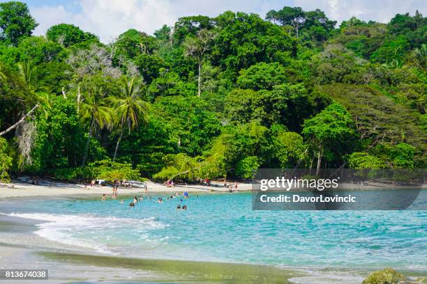 playa manuel antonio en el manuel antonio parque nacional, panamá - puntarenas fotografías e imágenes de stock