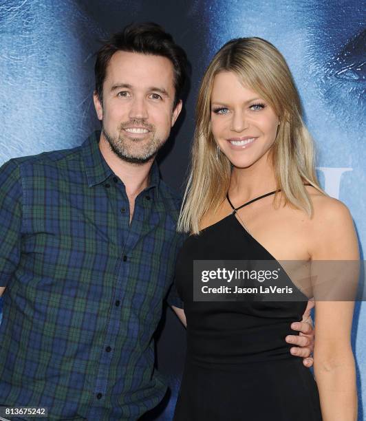 Actor Rob McElhenney and actress Kaitlin Olson attend the season 7 premiere of "Game Of Thrones" at Walt Disney Concert Hall on July 12, 2017 in Los...