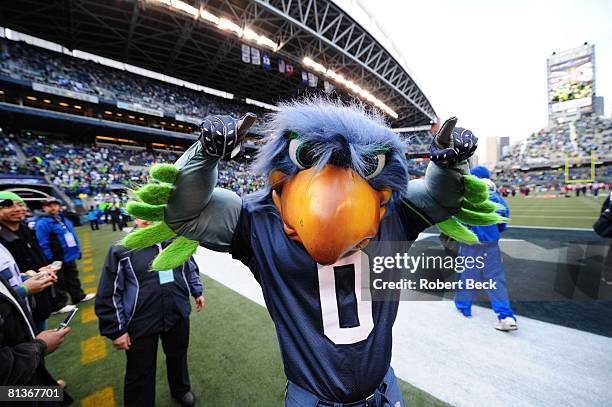 Football: NFC Playoffs, Seattle Seahawks mascot Blitz during game vs Washington Redskins, Seattle, WA 1/5/2008