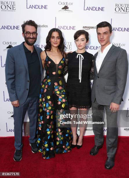 Actors Jay Duplass, Jenny Slate, Abby Quinn, and Finn Wittrock attend the Los Angeles premiere of "Landline" at ArcLight Hollywood Cinemas on July...