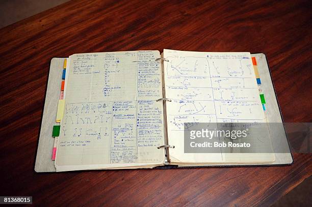 Football: View of playbook of former Baltimore Colts player Raymond Berry at his home, Murfreesboro, TN 3/11/2008