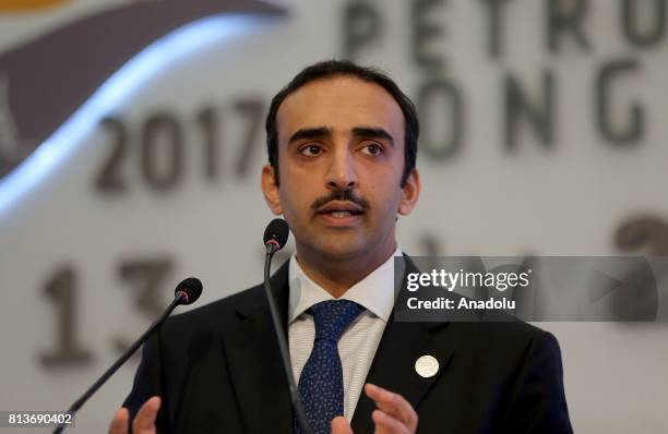 Bahrain's Minister of Oil Mohammed bin Khalifa bin Ahmed Al Khalifa speaks during the 22nd World Petroleum Congress in Istanbul, Turkey on July 13,...