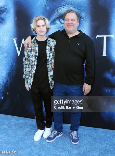 Comedian Jeff Garlin and son Duke Garlin attend the Premiere of HBO's 'Game Of Thrones' Season 7 at Walt Disney Concert Hall on July 12, 2017 in Los...