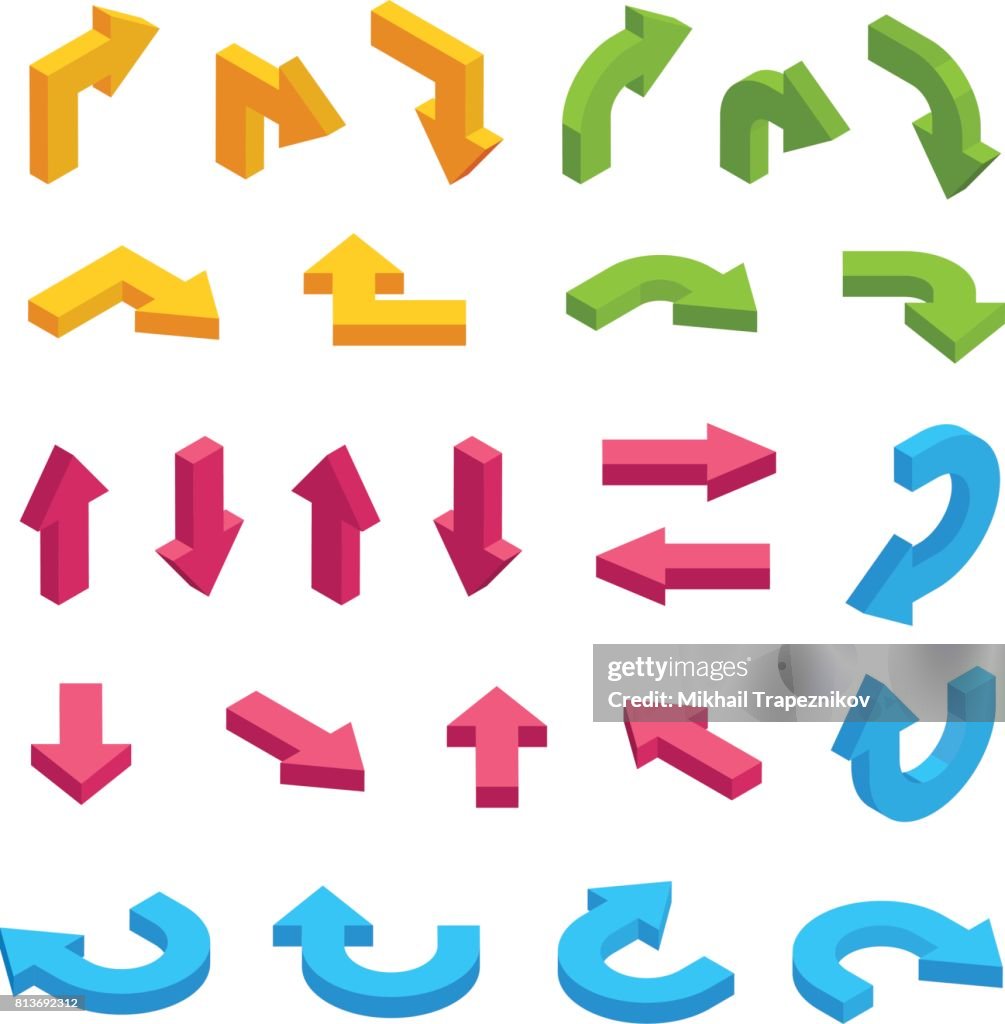 Isometric Arrows Vector Set Infographic Isometric Elements High-Res ...