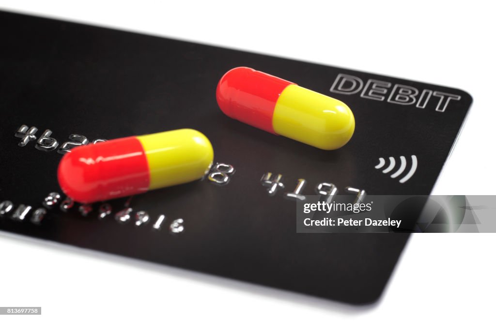 Credit debit card with prescription drugs