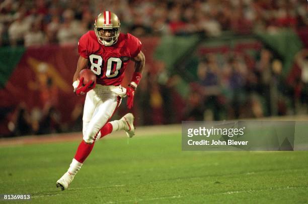 Football: Super Bowl XXIX, San Francisco 49ers Jerry Rice in action vs San Diego Chargers, Miami, FL 1/29/1995