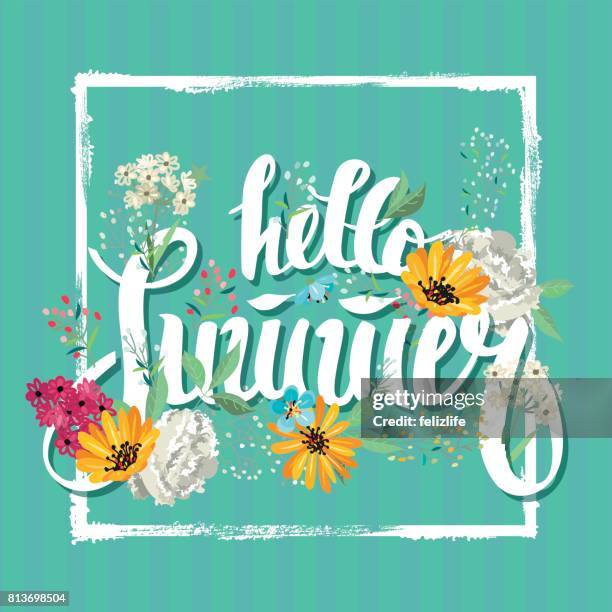 summer background with lettering - brunch background stock illustrations