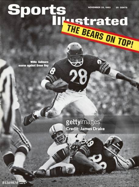 November 25, 1963 Sports Illustrated via Getty Images Cover, Pro Football: Chicago Bears Willie Galimore and Mike Ditka in action vs Green Bay...