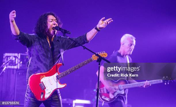 Musicians Roland Orzabal and Curt Smith of Tears for Fears perform in concert at ACL Live on July 12, 2017 in Austin, Texas.