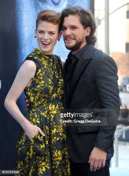Actors Kit Harington and Rose Leslie arrive at the premiere of HBO's "Game Of Thrones" Season 7 at Walt Disney Concert Hall on July 12, 2017 in Los...