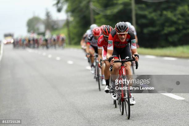 Riders attempt to create a breakaway ground and break away from the peloton during stage 12 of the Le Tour de France 2017, a 214.5km stage from Pau...