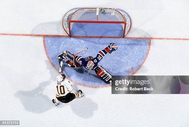 Hockey: Stanley Cup Finals, Vancouver Canucks Pavel Bure in action vs New York Rangers goalie Mike Richter , Vancouver, CAN 6/7/1994