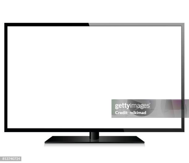 ilustraciones, imágenes clip art, dibujos animados e iconos de stock de tv moderno realista - monitor de computador