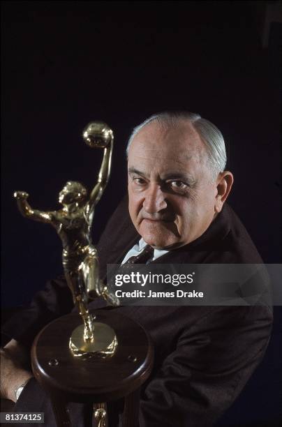 Coll, Basketball: Closeup portriat of Kentucky coach Adolph Rupp with SEC Conference Championship trophy, Lexington, KY 1/27/1966