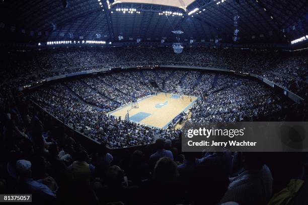 Coll, Basketball: View of miscellaneous Duke vs North Carolina action at stadium during Dean Smith Center opening night, Chapel Hill, NC 1/1/1986--