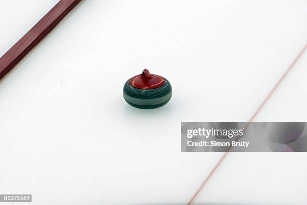 Curling: North Dakota Championship, View of curling stone, equipment during tournament, Grafton, ND 1/17/2003