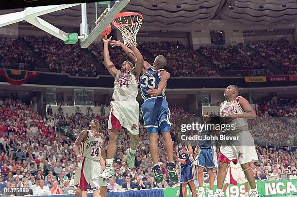 College Basketball: NCAA Final Four, Arkansas Corliss Williamson in action, layup vs Duke Grant Hill , Charlotte, NC 4/4/1994