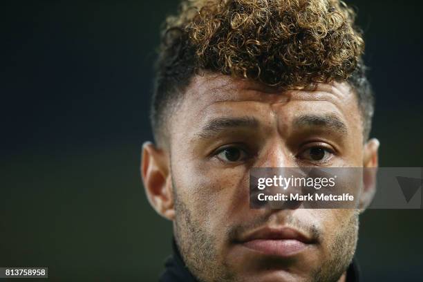 Alex Oxlade-Chamberlain of Arsenal warms up during the match between Sydney FC and Arsenal FC at ANZ Stadium on July 13, 2017 in Sydney, Australia.