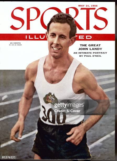 May 21, 1956 Sports Illustrated via Getty Images Cover, Track & Field: British Empire and Commonwealth Games, Closeup of Australia John Landy in...