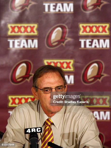 Queensland selector Des Morris speaks to the media during the announcement of the Queensland State of Origin team to play New South Wales in game two...