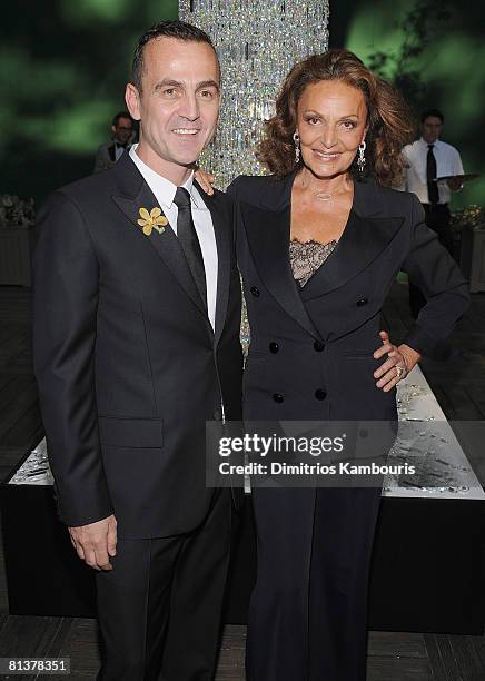 Executor of CFDA, Steven Kol and designer Diane von Furstenberg attend the 2008 CFDA Fashion Awards at The New York Public Library on June 2, 2008 in...