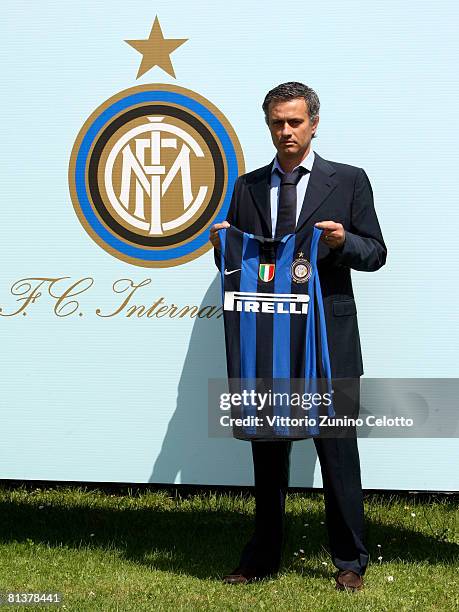 New Inter coach Jose Mourinho attends the photocall of the press conference held at La Pinetina on June 03, 2008 in Milan, Italy.