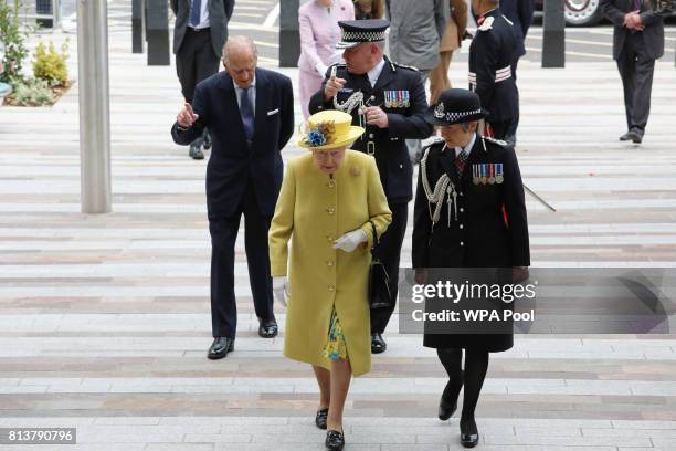 Queen Elizabeth II and Prince Philip, Duke of Edinburgh are greeted by Commissioner of the Metropolitan Police Cressida Dick and Deputy Commissioner...