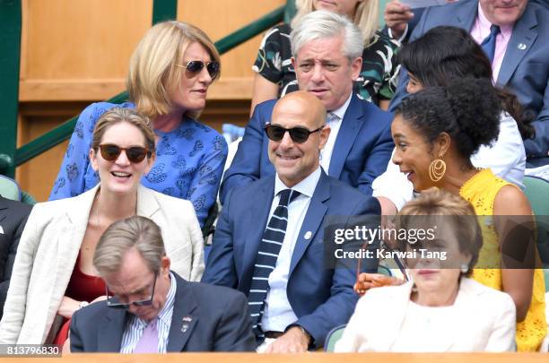 Sally Bercow and John Bercow Felicity Blunt, Stanley Tucci and Sophie Okonedo attend day 11 of Wimbledon 2017 on July 13, 2017 in London, England.