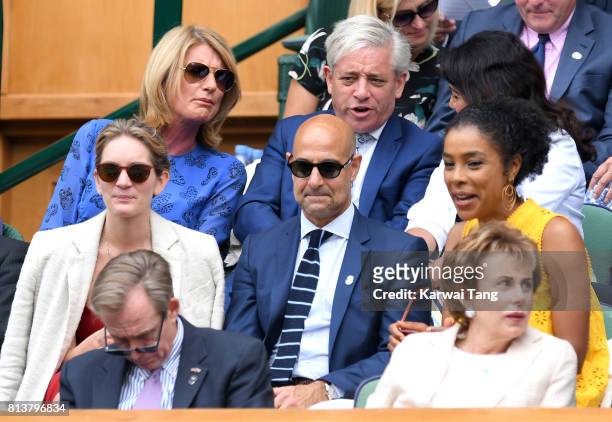 Sally Bercow and John Bercow Felicity Blunt, Stanley Tucci and Sophie Okonedo attend day 11 of Wimbledon 2017 on July 13, 2017 in London, England.