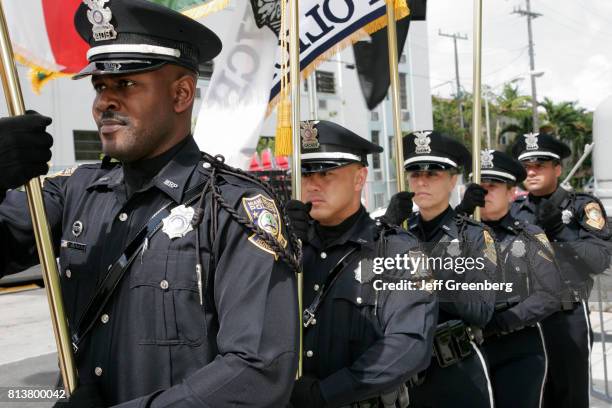 Color guards at the Memorial Day Service outside Police Headquarters at Miami Beach.