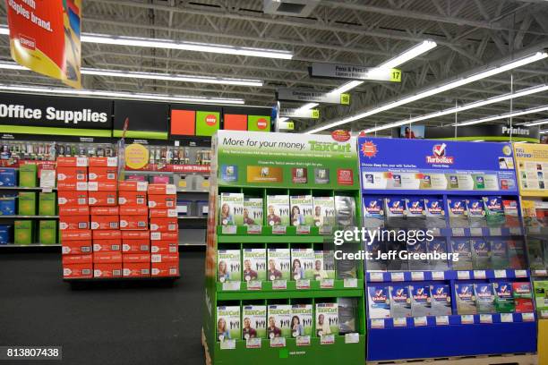 Merchandise for sale in Staples, Miami.