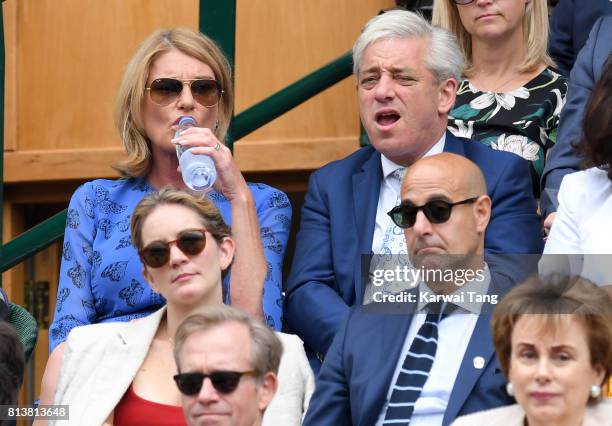 Sally Bercow and the Speaker of the House of Commons John Bercow attend day 11 of Wimbledon 2017 on July 13, 2017 in London, England.