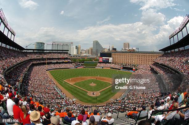 General view as the Boston Red Sox play the Baltimore Orioles on June 1, 2008 at Camden Yards in Baltimore, Maryland.