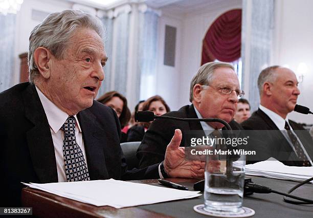 George Soros, Chairman of the Soros Fund Management, Michael Greenberger, professor of the University of Maryland School of Law and Gerry Ramm,...