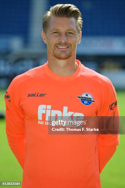 Michael Ratajczak poses during the Third League team presentation of SC Paderborn 07 at Benteler Arena on July 13, 2017 in Paderborn, Germany.