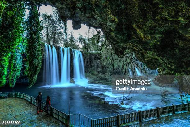 View of Duden Waterfalls in Antalya, Turkey on March 21, 2017. Antalya has been a cause of attraction to different civilizations from the ancient...