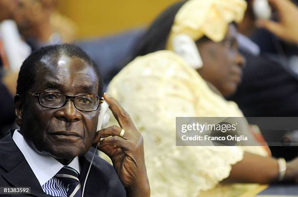 Zimbabwe President Robert Mugabe attends the June Food Summit at the FAO headquarter, on June 3 in Rome, Italy. UN Secretery General Ban Ki-Moon, who...