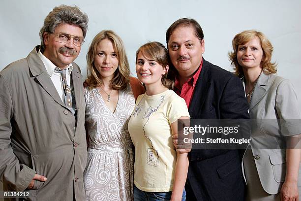 Actors Hape Kerkeling, Anneke Kim Sarnau, Olga von Luckwald, Juergen Tarach and Johanna Gastdorf pose during a photo call on June 3, 2008 in Berlin,...