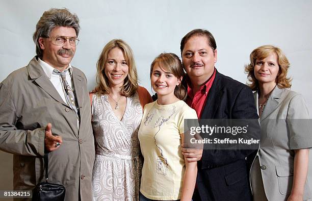 Actors Hape Kerkeling, Anneke Kim Sarnau, Olga von Luckwald, Juergen Tarach and Johanna Gastdorf pose during a photo call on June 3, 2008 in Berlin,...