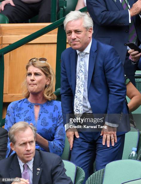 Sally Bercow and the Speaker of the House of Commons John Bercow attend day 11 of Wimbledon 2017 on July 13, 2017 in London, England.