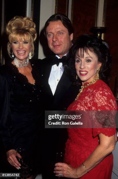 Ivana Trump, Riccardo Mazzucchelli and Nikki Haskell attend Fur Fashion Show on May 17, 1995 at the Pierre Hotel in New York City.