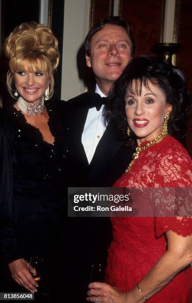 Ivana Trump, Riccardo Mazzucchelli and Nikki Haskell attend Fur Fashion Show on May 17, 1995 at the Pierre Hotel in New York City.