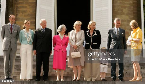 Prince Lorentz, Princess Claire, King Albert, Queen Fabiola, Princess Astrid, Queen Paola, Prince Gabriel, Prince Philippe and Princess Mathilde with...