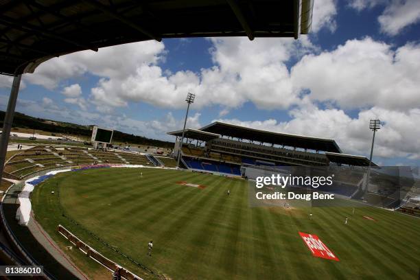 View from up high during day five of the Second Test match between West Indies and Australia at Sir Vivian Richards Stadium on June 3, 2008 in St....