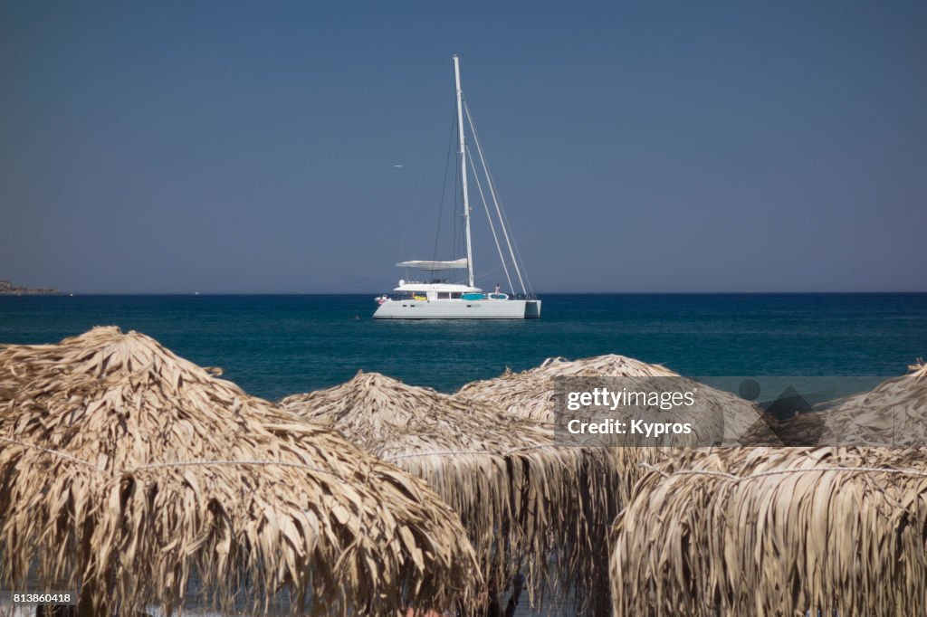 Europe, Greece, Rhodes Island, View Of Yachting At Faliraki Beach,